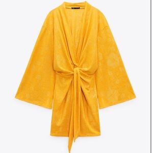 Zara Knotted Jacquard Kimono Dress